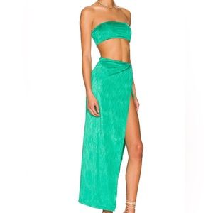 Karolyna Maxi Skirt Set in Teal XXS